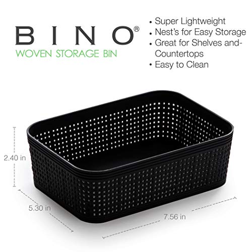 Woven Plastic Basket (Black / 5PK- XS)
