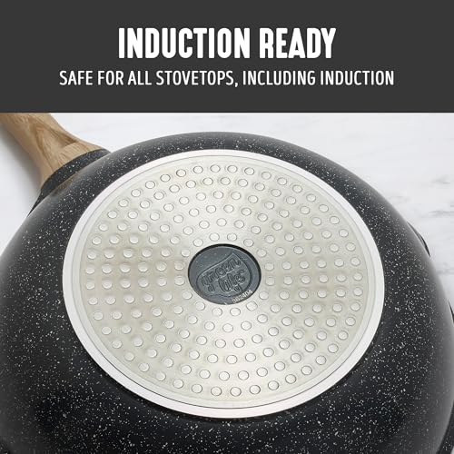 Nonstick 12” 5QT (12" Deep Skillet with Lid / Granite Black)
