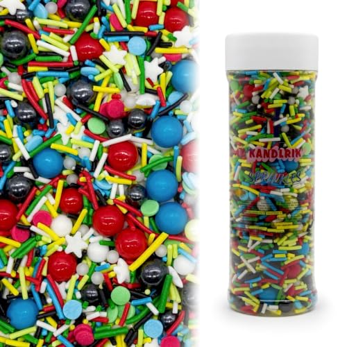 Blue & Red & Green & Yellow Sprinkles Mix Size Pearls Comic Book Themed Cake Decorations Cupcake Toppers Perfect for Wedding Party Valentine Christmas Supplies 4.58OZ (Blue&Red&Green&Yellow)