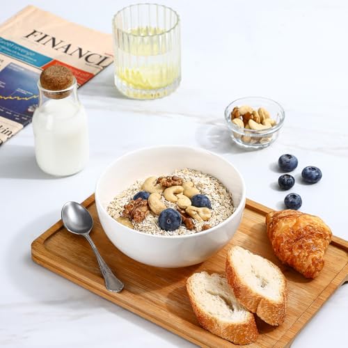 Ceramic Cereal Bowls set of 6 (White / 24 Oz)
