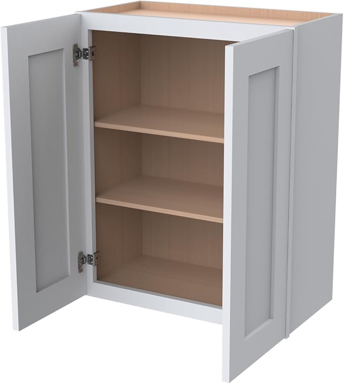 Wall-Mounted Cabinet – Solid Wood Shaker Style Medicine Cabinet with Adjustable Shelves & Soft-Close Doors for Bathroom, Kitchen, and Office Storage (White, 39" W x 12" D x 30" H)