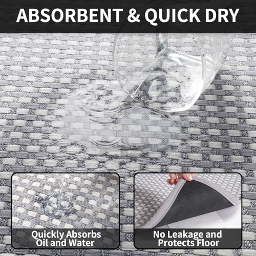 Kitchen Mat Kitchen Rugs Sets of 2 PCS Non Slip Gray 17"x30"+17"x59"