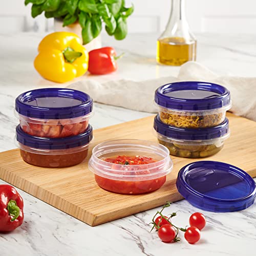 6 Pack Twist Cap Food Storage Containers with Blue Screw on Lid (8 OUNCE)