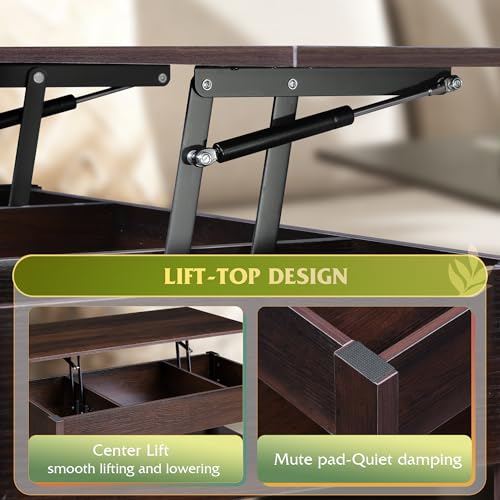 Lift Top Coffee Table with 2 Drawers (Rustic Espresso / 39" with Drawer)