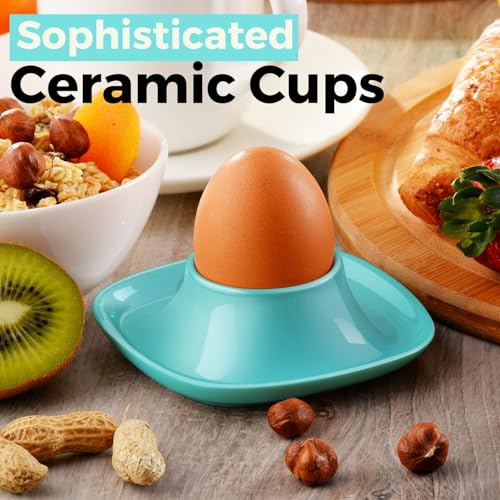 Soft Boiled Egg Cups (4 Pack / Square Style, Blue)