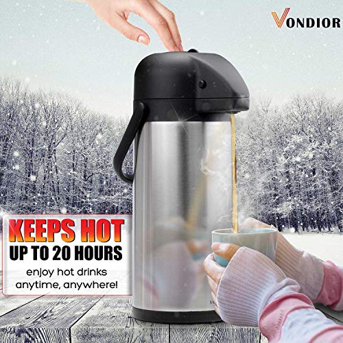 85 oz (2.5L) Airpot Coffee Carafe with Pump, Insulated Stainless Steel Coffee Dispenser, Coffee Carafes for Keeping Hot/Cold, Hot Beverage Dispenser for Party (84.5 Ounces / 1 Pack)