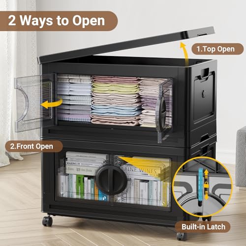 480Qt Lockable Stackable Storage Bins with Lids (Black / 120QT-4Pack)
