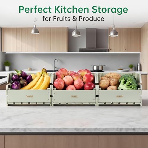Wood Potato Onion Storage Bins (Pebble Gray)