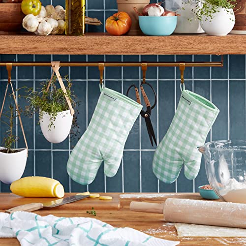 Gingham Oven Mitt 2 (Pistachio / 7"x13")