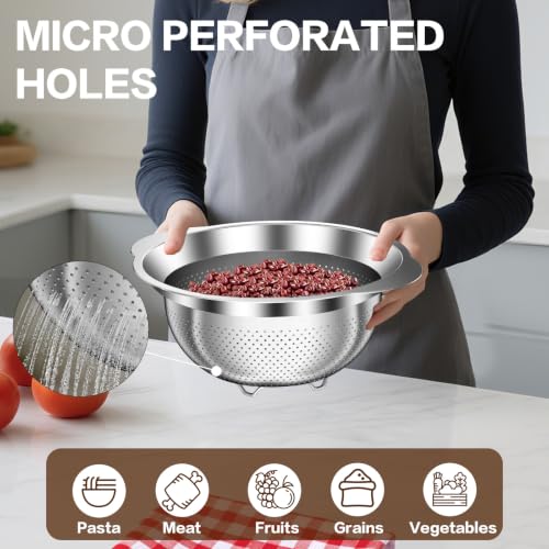 Stainless Steel Strainers for Kitchen (2+3QT)