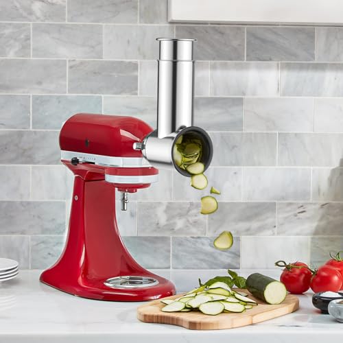 Stainless Steel Slicer Shredder Attachment for KitchenAid Mixer (Silver)