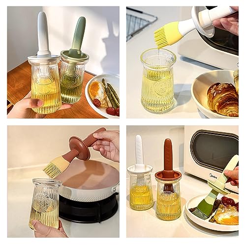 Oil Dispenser with Brush (1 Pack / Brown)