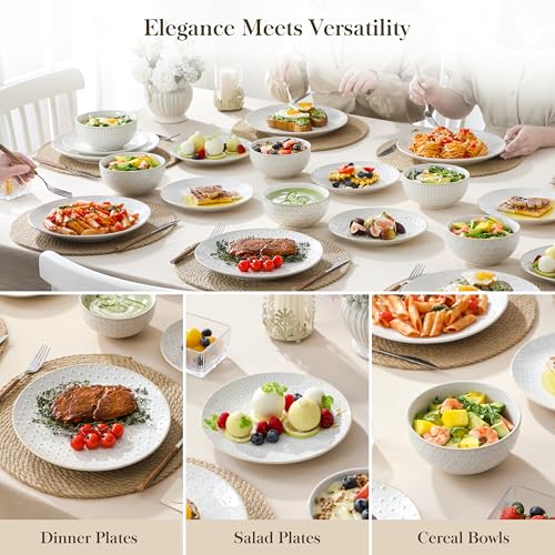 24 Piece Farmhouse Dinnerware Set for 8 (White / Service for 8 (24 Pcs))