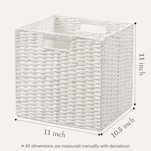 3 Pack Wicker Basket (Cube-3pack 11"×11"×10.5" / White)