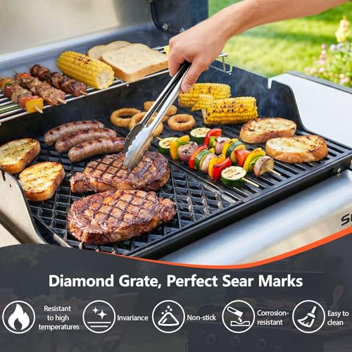 17.5" Dual Sided Diamond Sear Grill Grates for Weber Spirit 300 (10" x 1" x 1")