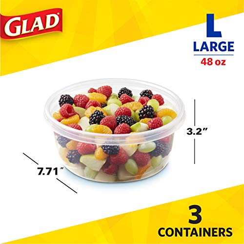 GladWare Big Bowl Food Storage Containers with Lids (Round / 3 Count (Pack of 1))