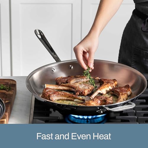 D3® Stainless Steel 14 inch Frying Pan Covered (14" Stainless Steel pan with lid)
