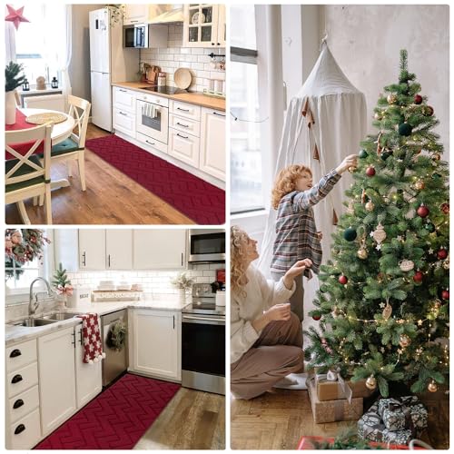 Kitchen Runner Rug (Red / 20"x48"+20"x32")