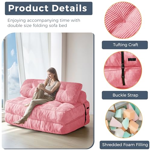 Folding Sofa Bed (Pink / Full)