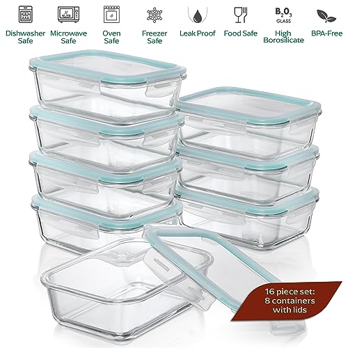 8 Pack 35 oz Glass Containers (8 Pack Same Size Set)