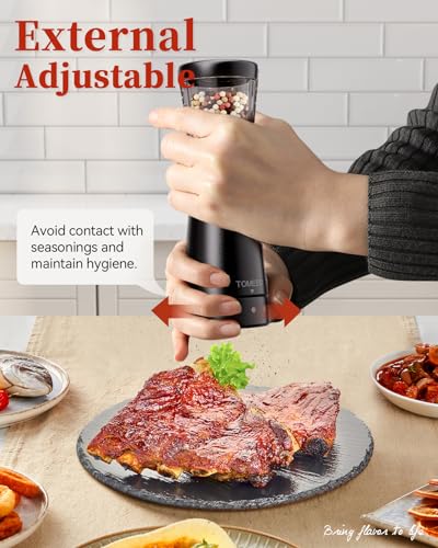 Electric Salt and Pepper Grinder Set with Storage Base (Matte Black)