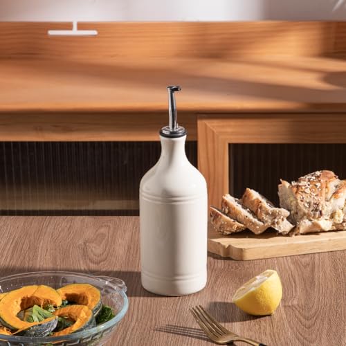 Sweejar Ceramic Olive Oil Dispenser Bottle (15.5 oz, Set of 1 / Beige)
