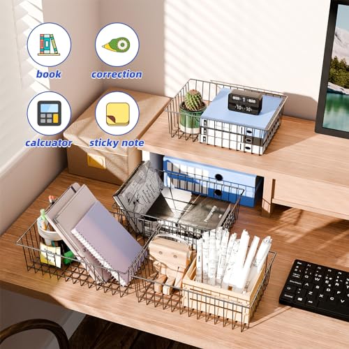 6 Pack Large Metal Wire Baskets for Storage (6 pack)