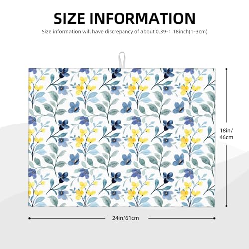 Floral Dish Drying Mat 18x24 for Kitchen Counter (24" x 18")