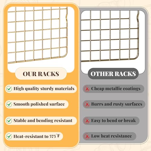 2 PCS Grid Wire Baking Cooling Racks (10“ x 15”-2 Pack / Gold)