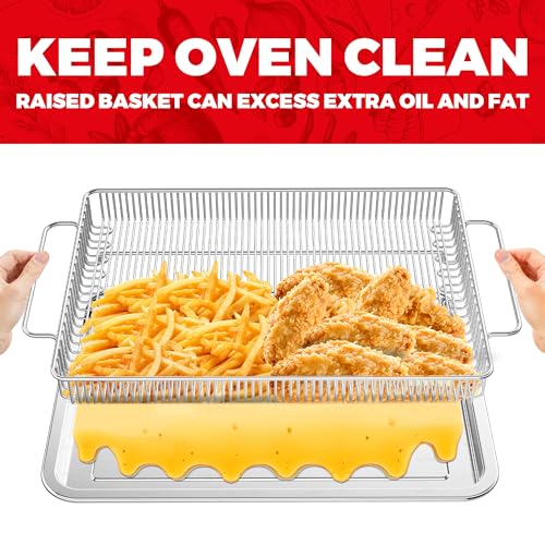 Air Fryer Basket for Oven with Upgraded Striped Mesh (15.9*9.8,,)