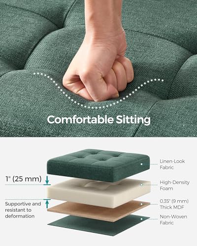 30 Inches Folding Storage Ottoman Bench (Retro Green / 15"D x 30"W x 15"H (without Flipping Lid))