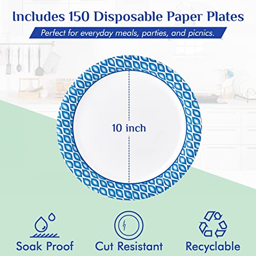 Paper Plates 10 Inch (150 Count (Pack of 1))