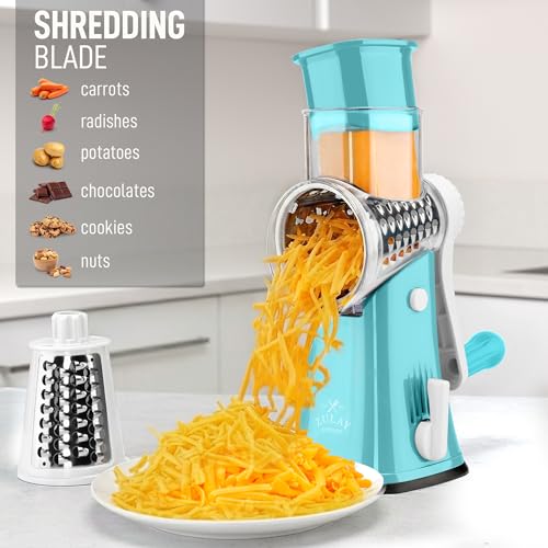 Rotary Cheese Grater Manual Hand Crank 5 Blade Shredder