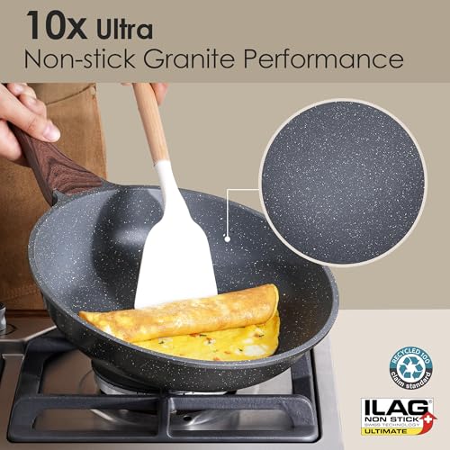 23 PCS Non Stick Pots and Pans Set (Gray 02 / Large)