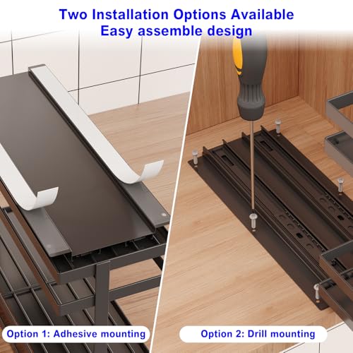 4 Pack Pull Out Spice Rack Organizer for Cabinet (Black(Metal))