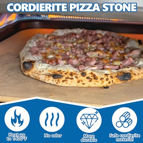 Cordierite Pizza Stone for Ooni Koda 16 Pizza Oven Replacement Baking Stone (20.4"L x 16.7"W x 0.6"Th)