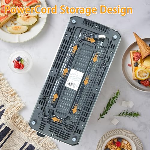 4 Slice Long Slot Stainless Steel Toaster with Extra Wide 1.5” Slots (4 pieces regular style)