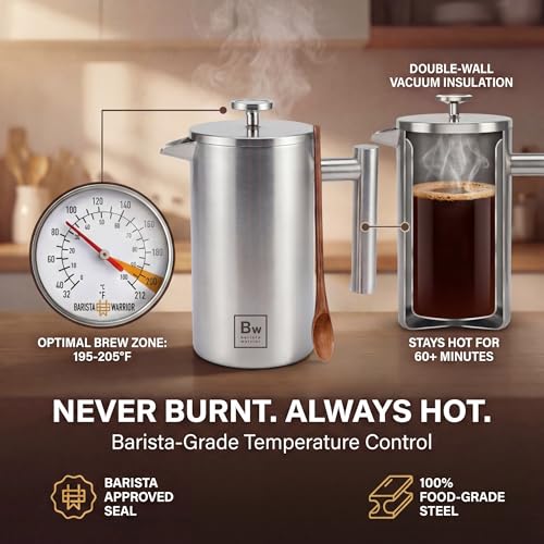 French Press Coffee Maker (Silver)