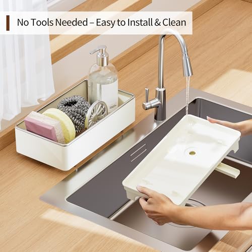 Rotating Drain Sponge Holder for Kitchen Sink Off (Off-White 1)