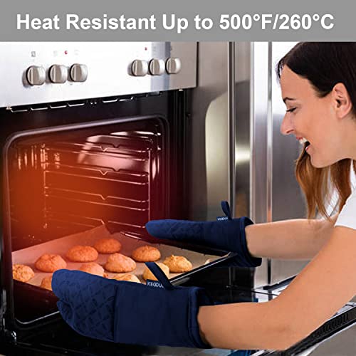 Oven Mitts and Pot Holders 6pcs Set (Marine Blue)