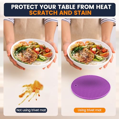 Silicone Trivet Mats 4 Heat Resistant Pot Holders Multipurpose Non