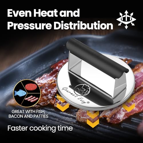 Stainless Steel Smash Burger Press with Heat Resistant Handle