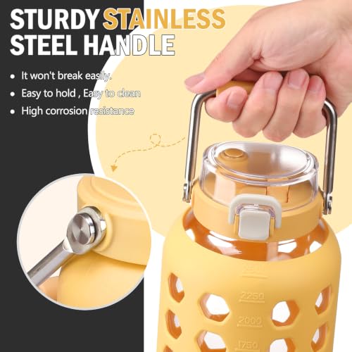84 oz Glass Water Bottle (Yellow / 84 Ounces)
