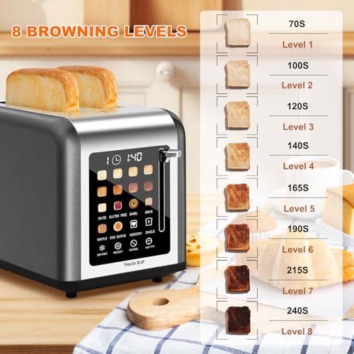 2 Slice Toaster Touch Screen (Grey)