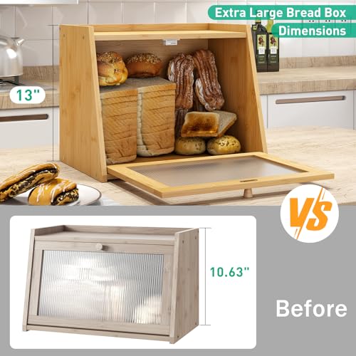 Large Bread Box for Kitchen Counter (Natural / Large-1_Tier)