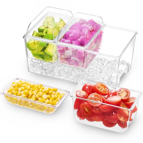 Chilled Condiment Caddy with 3 Compartment & Individual Lids (without Accessories / 3 Containers)
