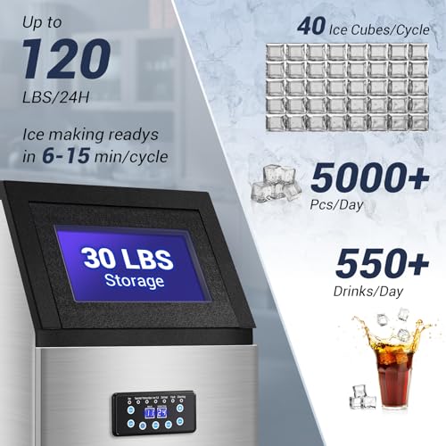 Commercial Ice Maker Machine 120LBS (Stainless Steel)