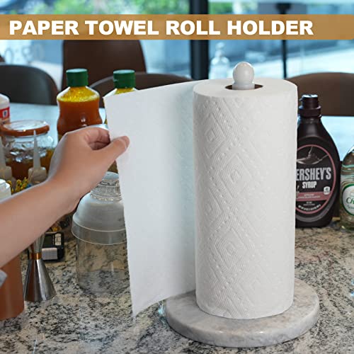 African Natural Marble Paper Towel Holder Countertop (Grigio Fantasy Stone Rod / 8" Base)