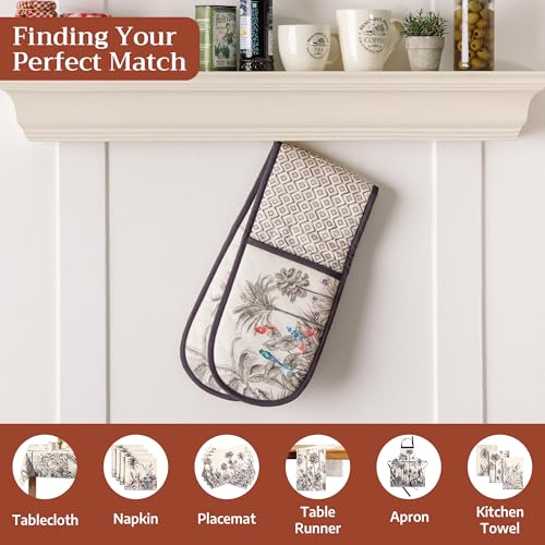 Double Oven Mitts 100% Cotton Double Oven Glove (021 - Amazonia / 7" x 35" (Double Oven Mitt))