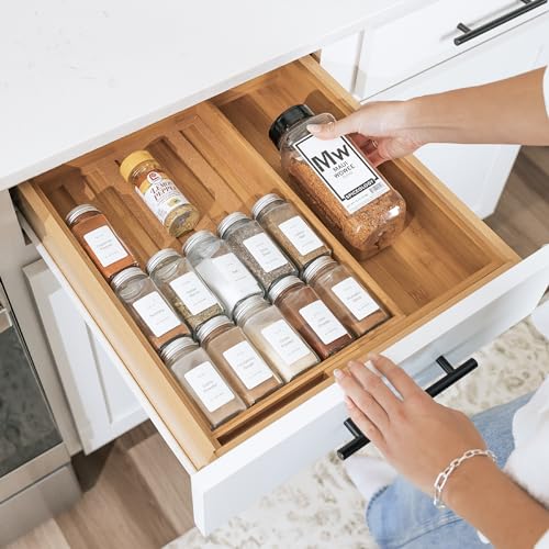 Expandable Spice Drawer Organizer (Natural Bamboo)